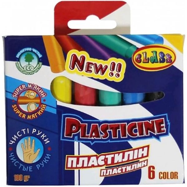 Пластилин Eco Чистые руки 6 цветов 100 г 7625 CLASS