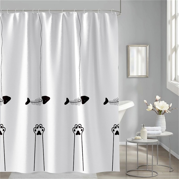 Шторка для ванны Trento Kittens 180х180 см белая с черным