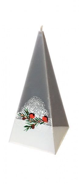 Свічка Піраміда новорічна снігурі сіра KOZAK