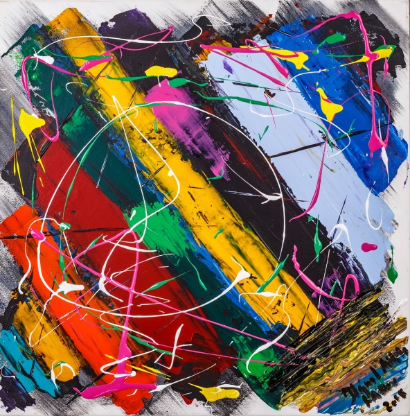 Репродукция Цветная абстракция 50x50 см Арт Фемелі 