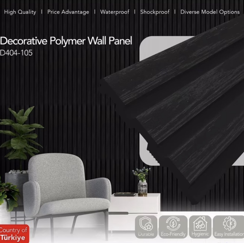 Реечная панель Walldeco полимерная 115x12x2900 мм черный (D404-105 )