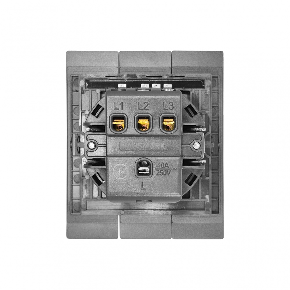 Выключатель трехклавишный HausMark INO с подсветкой серый LS-3G LED-GP-Gray