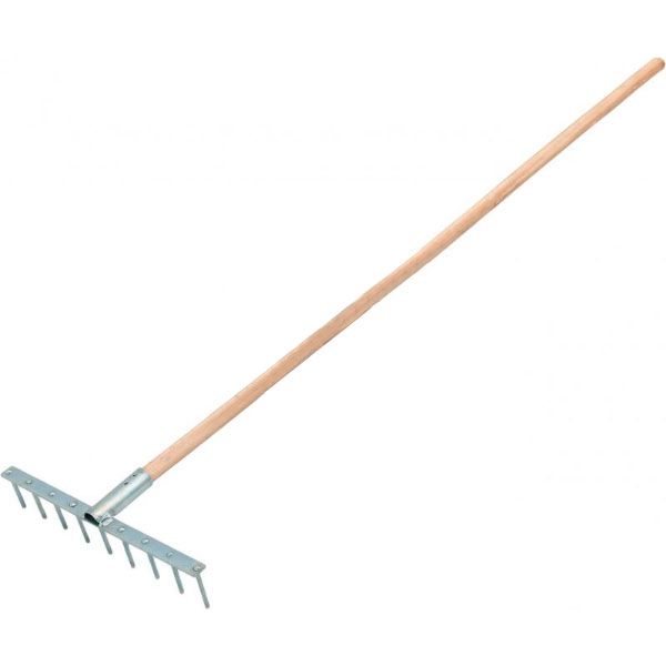 Грабли зубчатые оцинкованные с ручкой