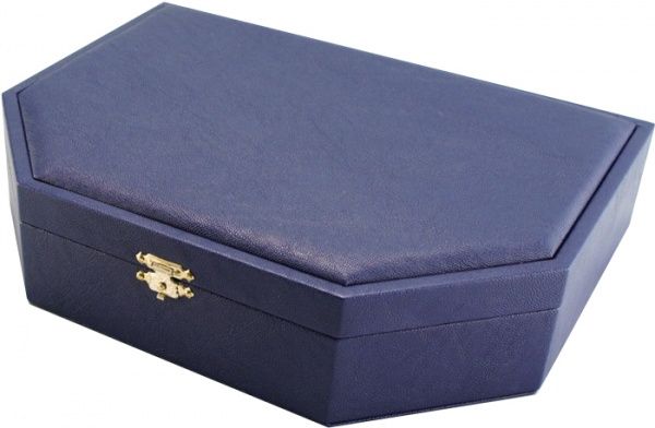 Шкатулка для украшений с мягкой крышкой Афина синий/белый 260x195x60