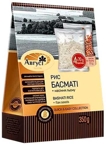 Рис Август Басмати в пакетиках для варки 4 х 70 г + семена льна 1 х 70 г 