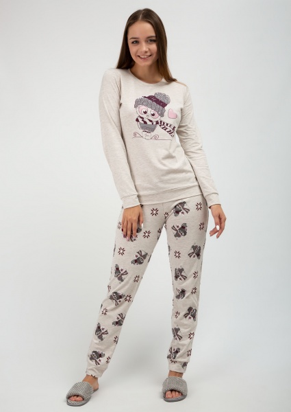 Пижама женская Roksana 1034/16149 р. S бежевый с рисунком 