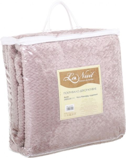 Покривало декоративне Коса Жакард 200x220 см La Nuit пудровий 