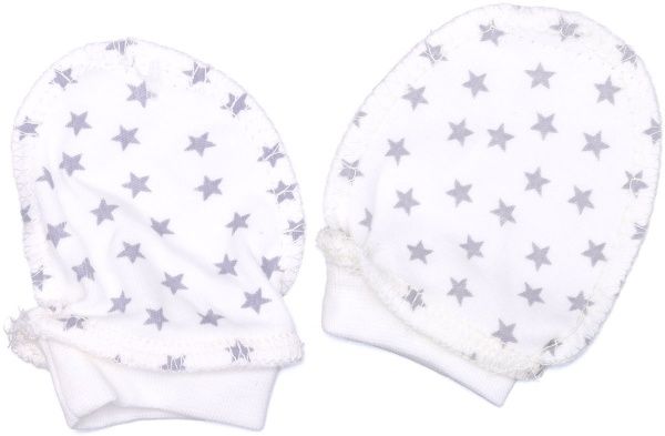 Перчатки Bambinelli 0-3 месяца серая звездочка белый с серым 