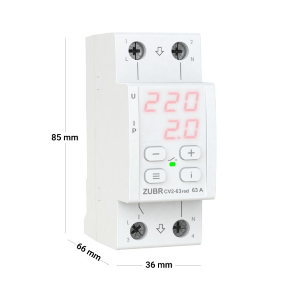 Реле напряжения ZUBR CV2-63 red