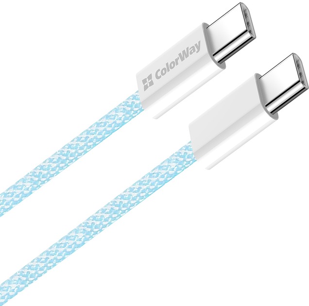 Кабель ColorWay Type-C - Type-C (braided cotton) (PD Fast Charging 60W) 3.0А 1 м синій (CW-CBPDCC061-BL)