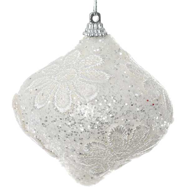 Іграшка новорічна Ажурна квітка SDB71880W 80 мм