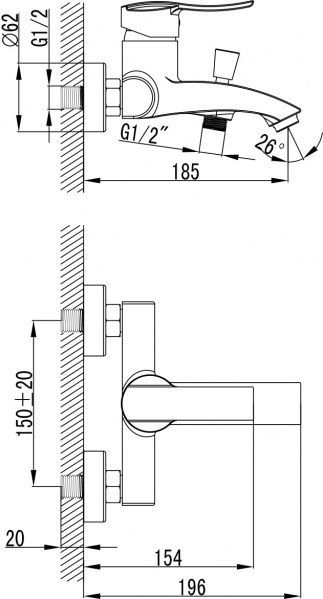 Змішувач для ванни Imprese Nova Vlna 10135