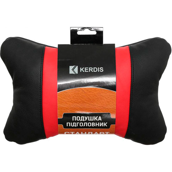 Подушка-подголовник Kerdis Standart черная с красным кожа 