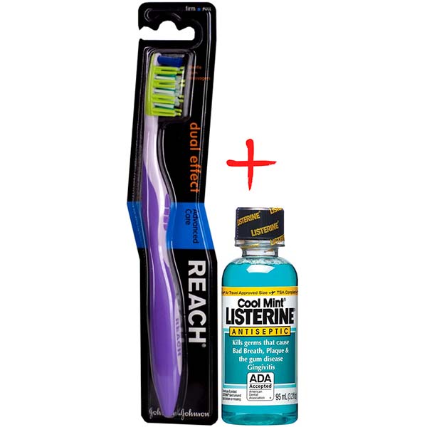 Щетка зубная Reach Dual Effect средняя + ополаскиватель 95 мл