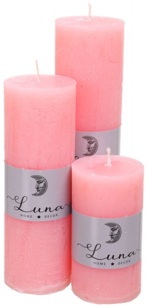 Свеча Рустик цилиндр розовый Rose C5510-169 Luna