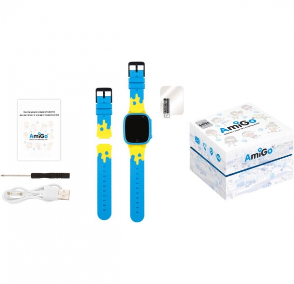 Смарт-часы детские AmiGo GO008 GLORY GPS WIFI yellow/blue (976267)