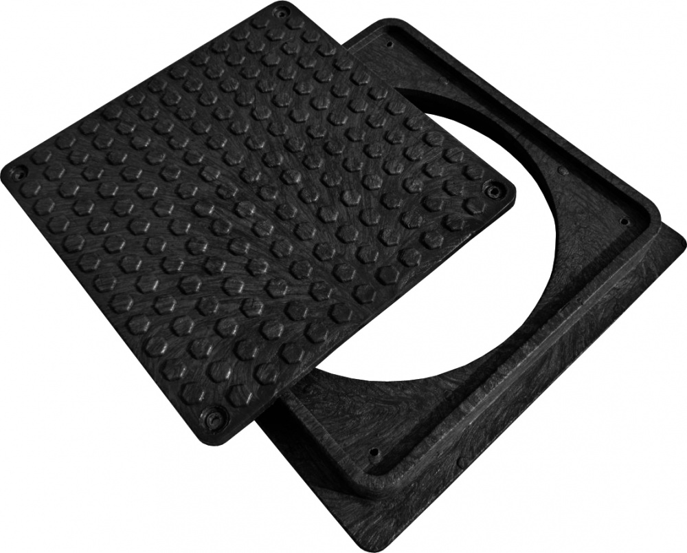 Люк ревизионный (обзорный) POLYMERGRAD 385x385 мм A15 с замком черный