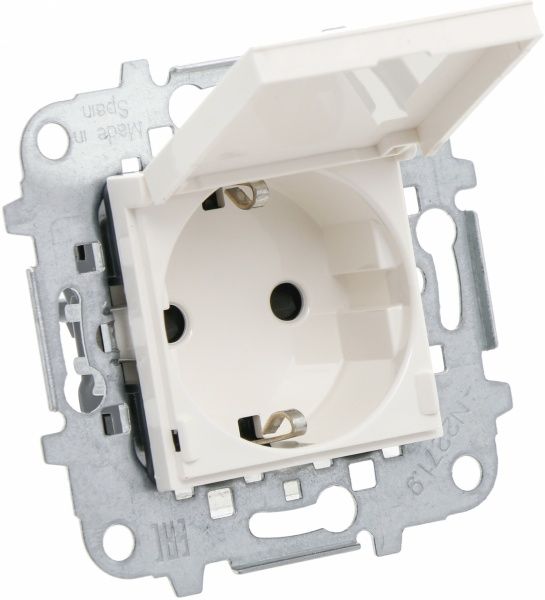 Розетка с заземлением ABB Zenit SCHUKO 16 А 250 В без шторок с крышкой белый N2288.1 BL Z