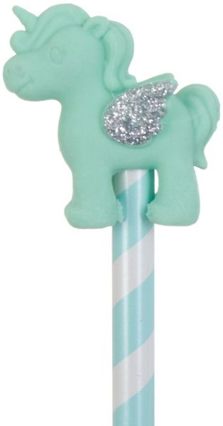 Карандаш чернографитный с ластиком Единорог с крыльями зеленый