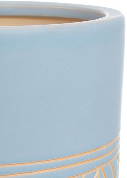 Горщик Viet Thanh Ceramic з блюдцем циліндр з різьбою 19x18 см VT.11370-2 круглий ніжно-блакитний
