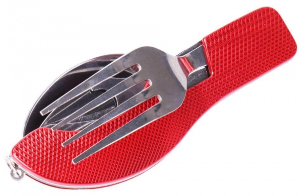 Ложка-вилка Fishing ROI туристическая 4 в 1 Red