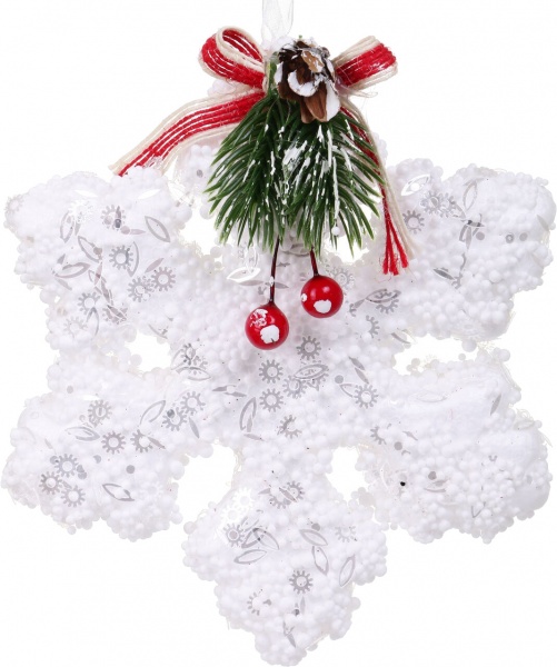Елочная игрушка Снежинка с белым декором 13 см HF20Y11-54 1 шт. 