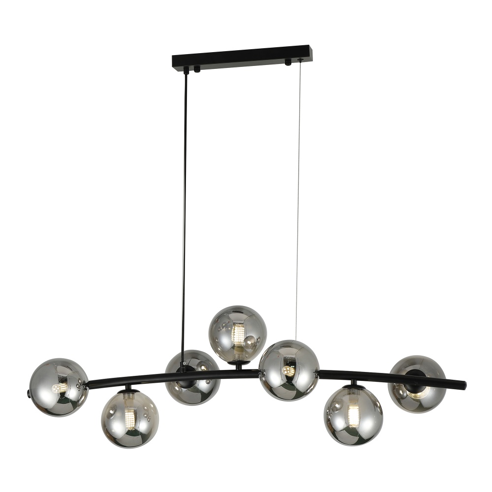 Люстра підвісна Miorro Sapori 930x280x900 мм 7x7 Вт G9 чорний хром 51-311-174