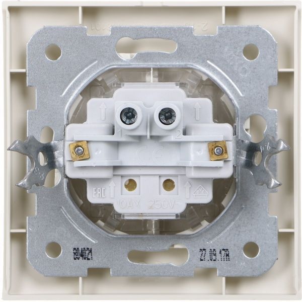 Переключатель проходной двухклавишный Viko Linnera без подсветки 10 А 250В кремовый 90401017