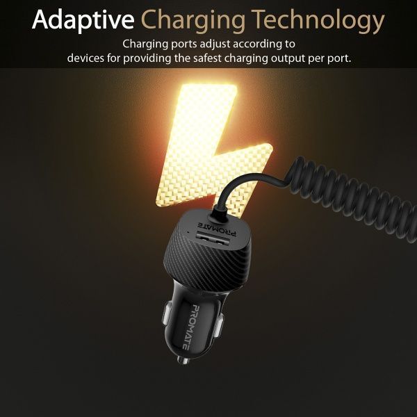 Автомобильное зарядное устройство Promate Voltrip-I 17Вт USB + Lightning Connector Black 