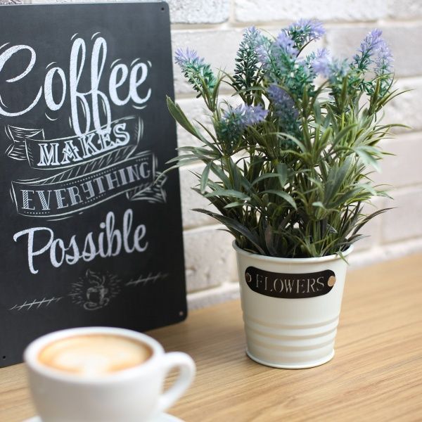 Табличка жестяная печатная Coffee 30x20 см черный матовый 