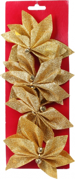 Набор украшения новогодний цветок текстильный. в ассортименте