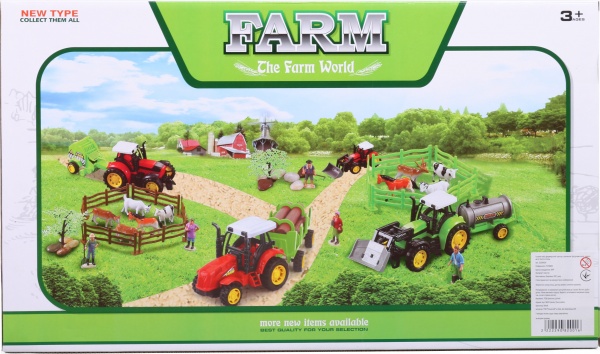 Игровой набор Shantou фермерский трактор с прицепом и фигурками красный JY238803