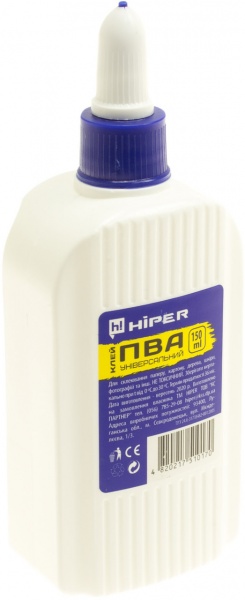 Клей ПВА 150 мл с дозатором Hiper