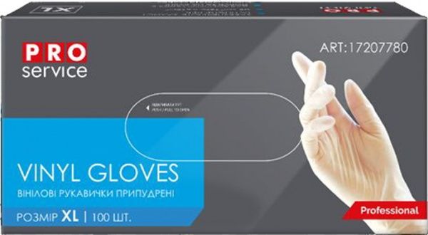 Перчатки виниловые PROservice стандартные р.XL 50 пар/уп. 