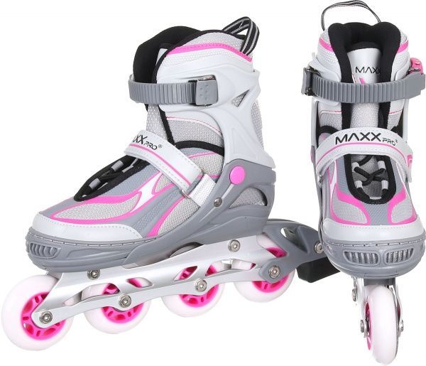 Роликовые коньки MaxxPro YX-0151-5SP р. 39-42 серо-розовый