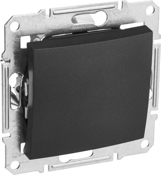 Перемикач прохідний одноклавішний Schneider Electric Sedna без підсвітки 10 А 250В IP20 графіт