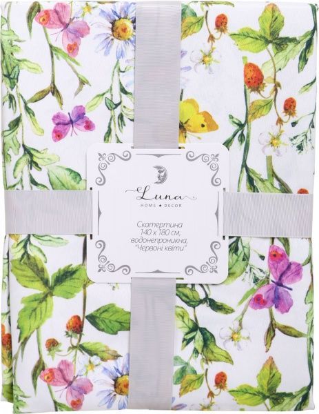 Скатерть Красные цветы 140x180 см разноцветный Luna 