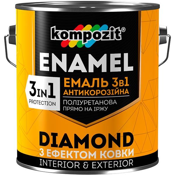 Емаль Kompozit антикорозійна 3 в 1 DIAMOND коричневий металевий 2,5л