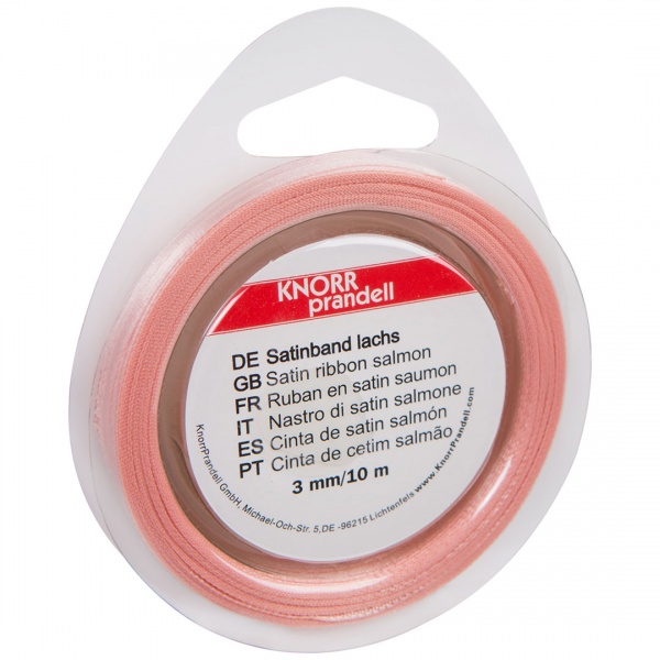 Стрічка декоративна Knorr Prandell Стрічка сатинова ribbon 3mm 10m salmon 0,3 см 10 м помаранчево-рожевий 