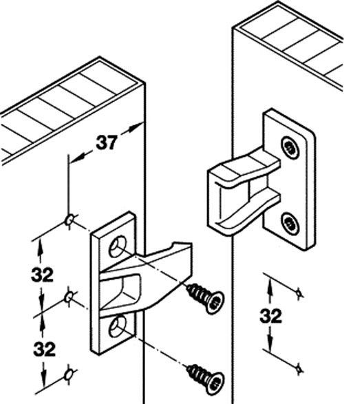Стяжка разъемная KEKU рамная часть AS крепление шурупом 262.50.368/359