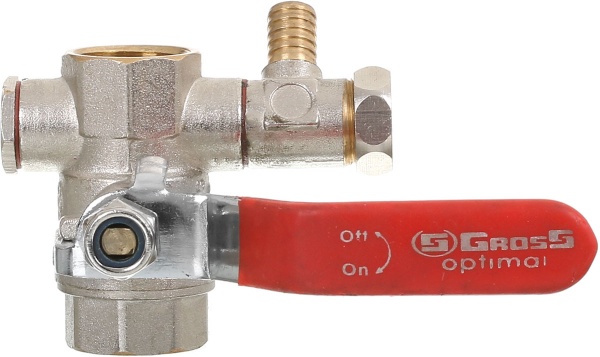 Кран кульовий Gross Gross Optimal Ду15 1/2 зі спусн. В-В важиль черв
