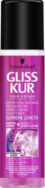 Экспресс-кондиционер Gliss Kur Supreme Length для длинных склонных к повреждениям и жирности волосам 200 мл