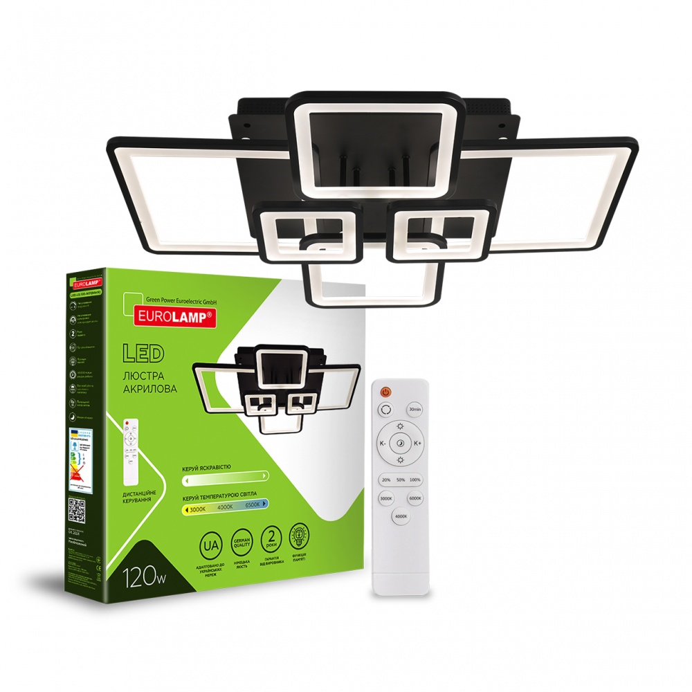 Люстра стельова Eurolamp 120 Вт LED-модуль чорний LED-LS-120-M21(black)