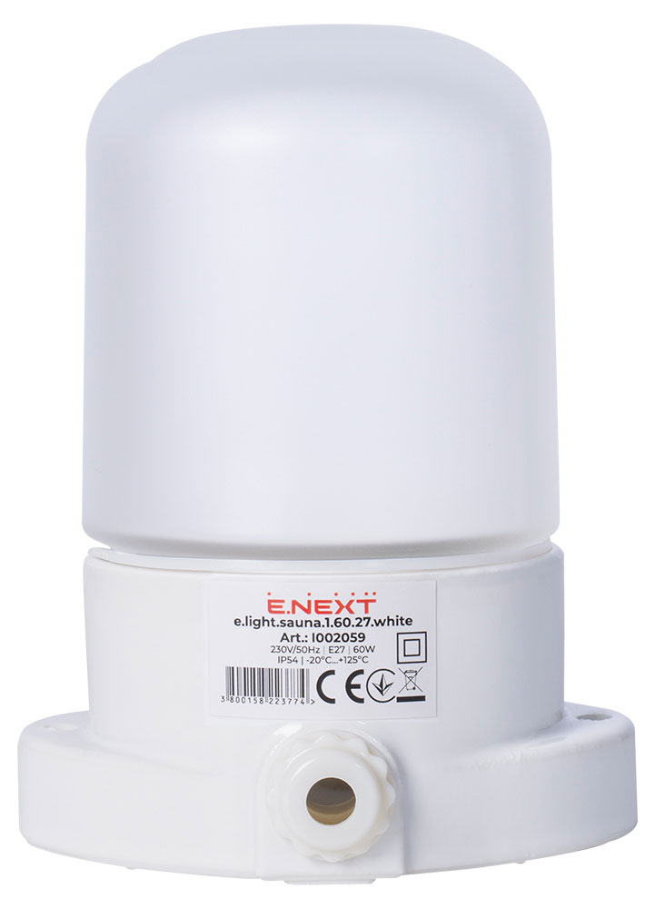 Светильник для сауны E.NEXT 60 Вт e.light.sauna.1.60.27.white Е27 IP54 l002059