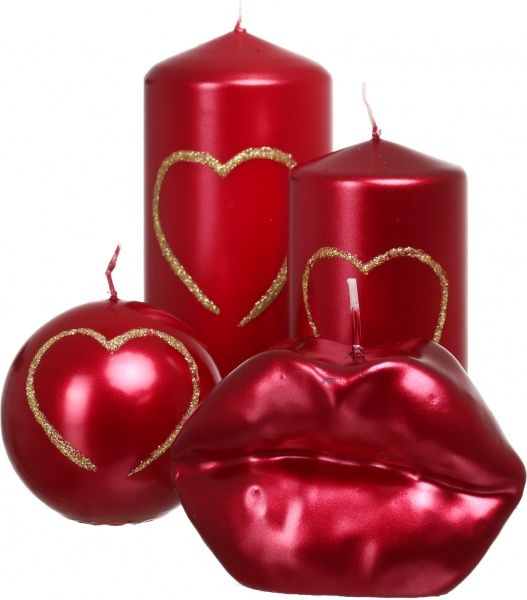 Свічка декоративна Серце, d=6 см,h=12 см, червона Pako-If