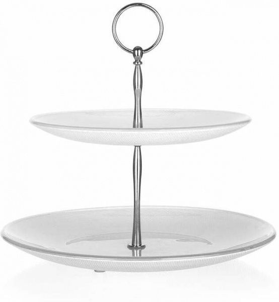 Фруктовница двухъярусная стеклянная 23 см Arlene Banquet 