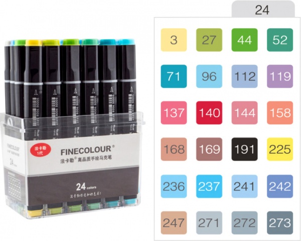 Набор двусторонних маркеров FINECOLOUR Brush 24 цвета EF102-TB24 разноцветный 