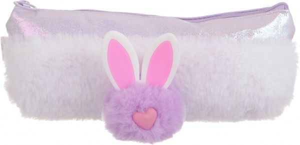 Пенал шкільний зі штучним хутром Зайченя фіолетовий