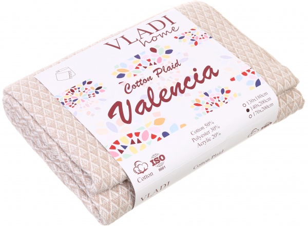 Плед Валенсія Міа 140x200 см бежевий Vladi 