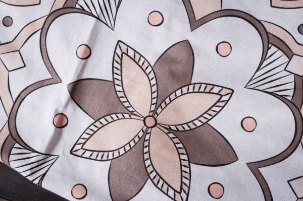 Комплект постільної білизни Калейдоскоп євро бежевий із коричневим Rigel 